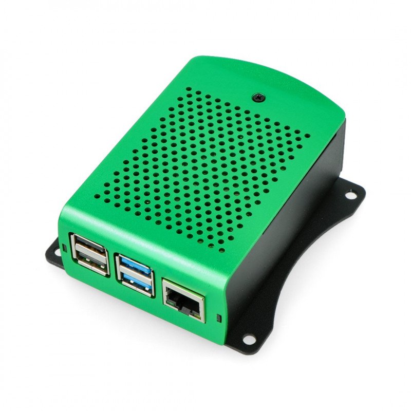 Hliníkové pouzdro Raspberry Pi model 4B - zelené - LT-4B01-A