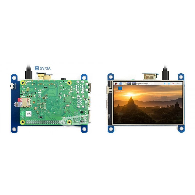 IPS odporová dotyková obrazovka LCD 4 '' (H) 800x480px HDMI + GPIO pro Raspberry Pi 4B / 3B + / 3B / Zero