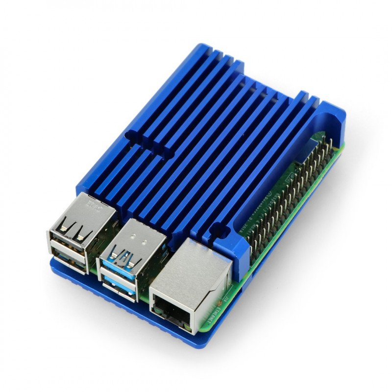 Pouzdro pro Raspberry Pi 4B - hliníkové - modré