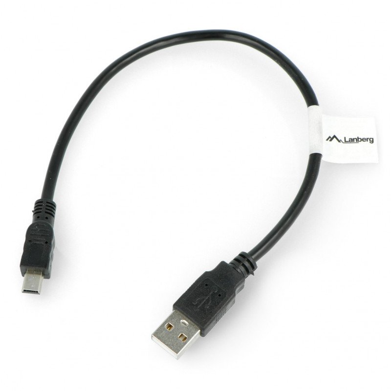 Kabel MiniUSB B - A 2,0 Lanberg 0,3 m - černý