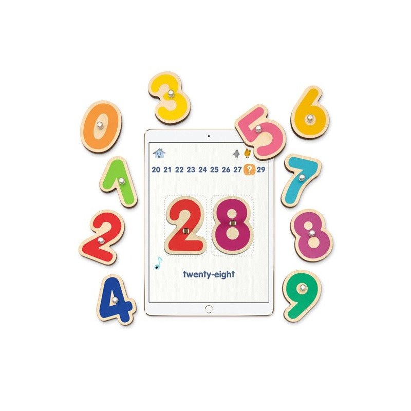 Marbotic Smart Numbers - vzdělávací hra s dřevěnými čísly pro tablet