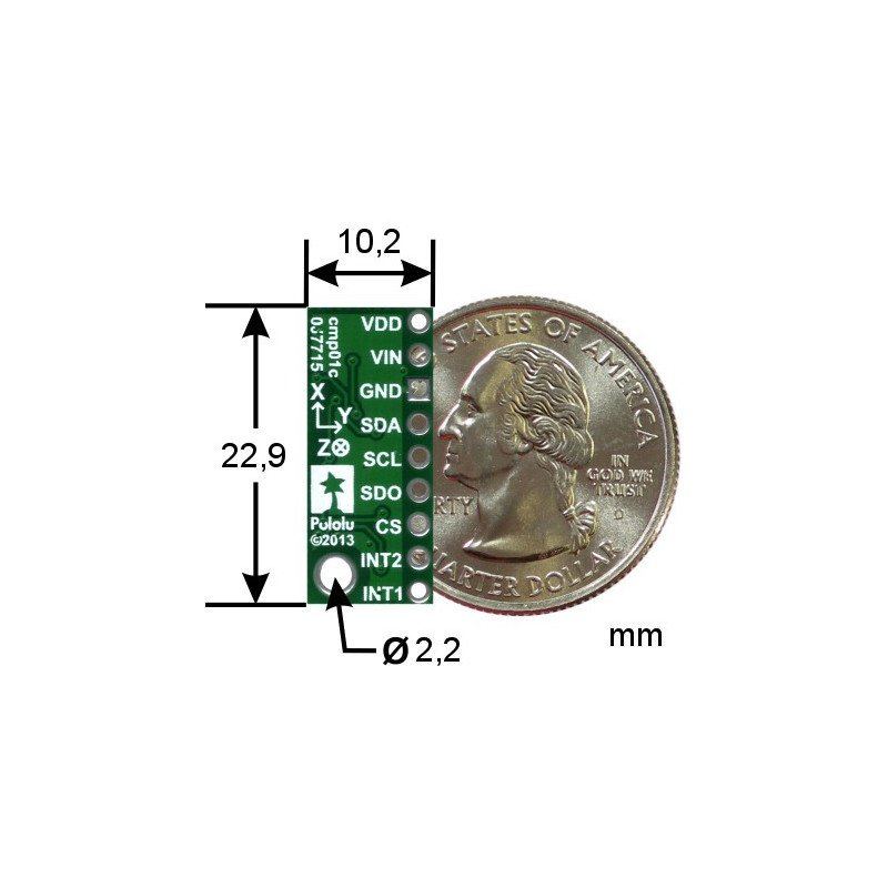 Tříosý akcelerometr LSM303D + magnetometr IMU 6DoF I2C / SPI -