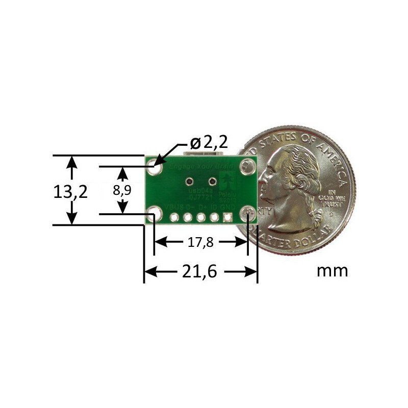 MiniUSB typ B 5 pin - konektor pro nepájivé pole - Pololu