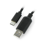 Kabel USB A - USB C s vypínačem, černý - 0,9 m
