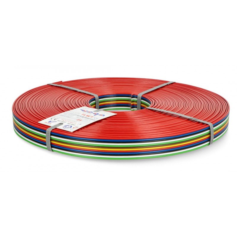Plochý kabel TLWY - 12x0,75mm² / AWG 18 - vícebarevný - 25m