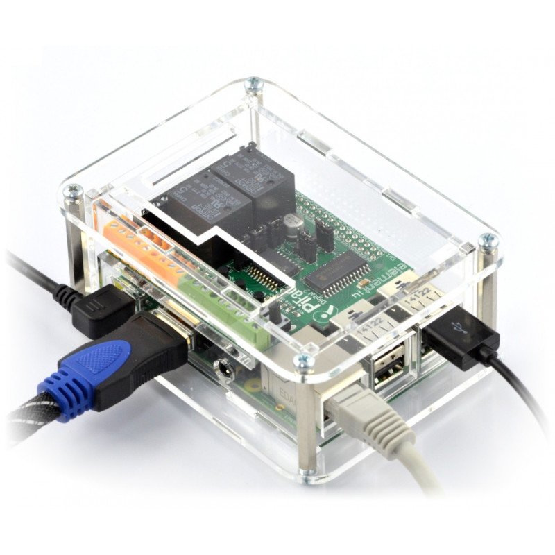 Pouzdro Raspberry Pi B + a modul PiFace Digital 2 - průhledný