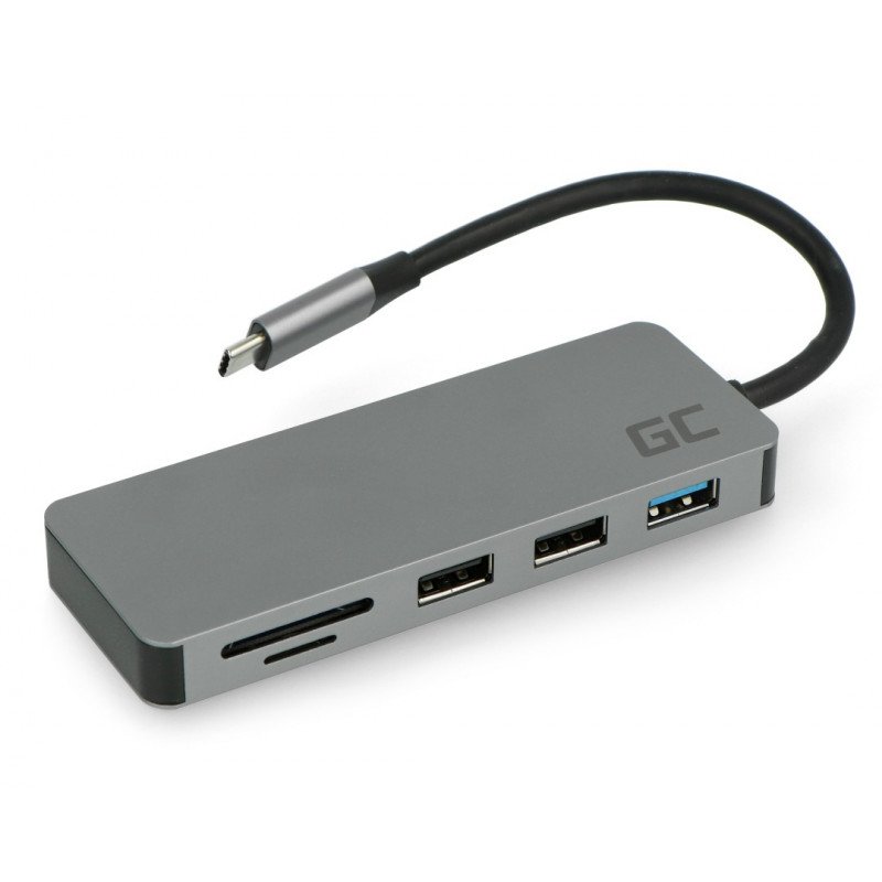 Rozbočovač - dokovací stanice Green Cell USB-C / HDMI / DEX / SD / microSD / USB 3.0 / USB 2.0