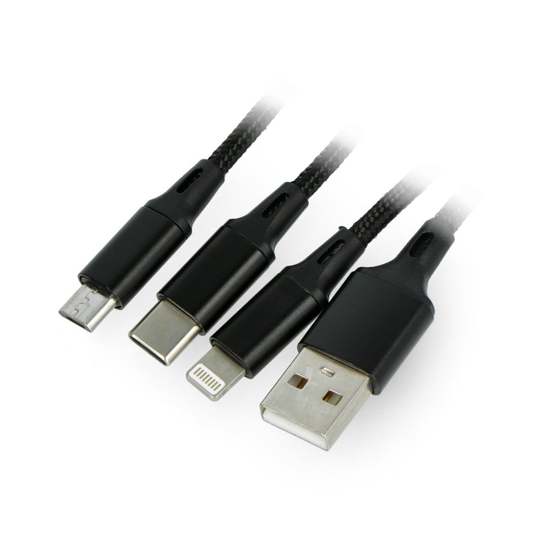 Kabel USB 3v1 - Micro USB USB typu C Lightning M-Life 1m - černý