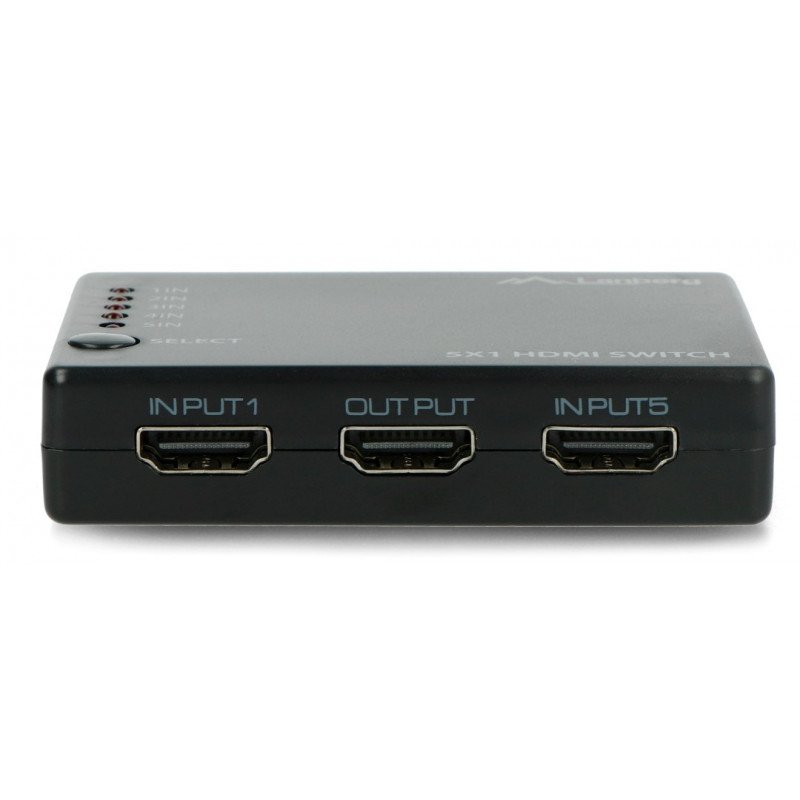 Přepínač videa - 5 portů HDMI - s dálkovým ovládáním a IR přijímačem - port microUSB - Lanberg SWV-HDMI-0005