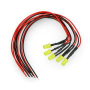 5mm 12V LED s odporem a vodičem - žlutá
