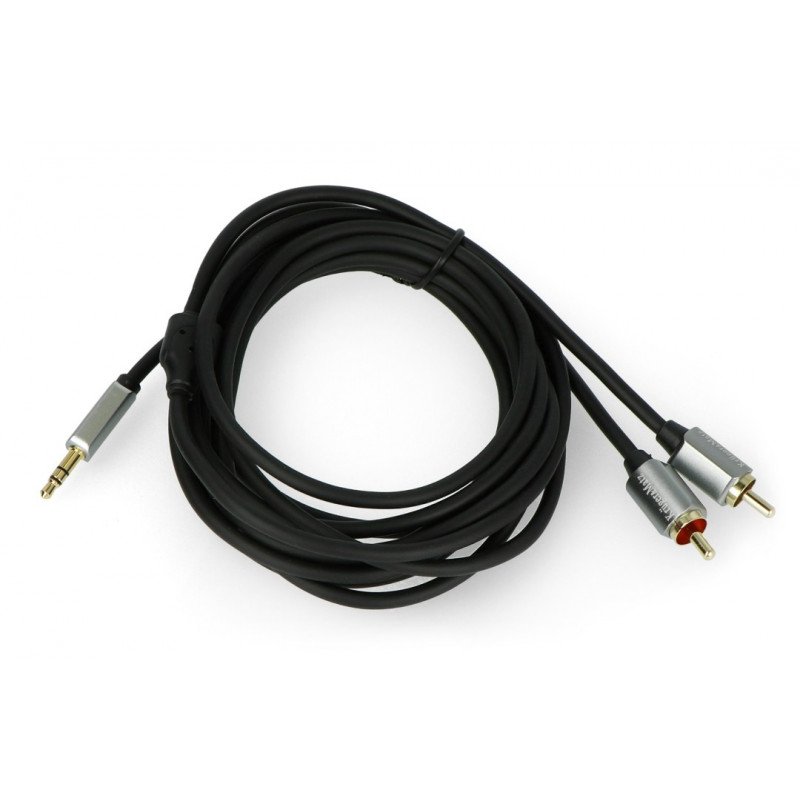 Kruger & Matz Jack 3,5 mm - 2x RCA černý - 3m kabel