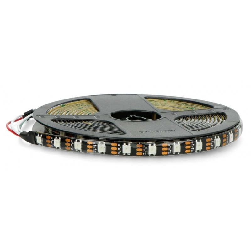 RGB LED pásek WS2812B - digitální, adresovaný - IP65 60 LED / m, 18W / m, 5V - 5m - černý