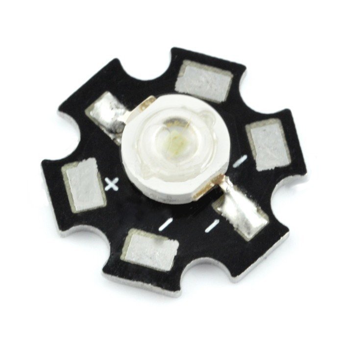 Power LED Star 3 W - teplá bílá s chladičem