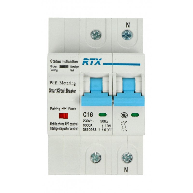 WiFi vypínač Tuya RTX CB16 2P 2x 16A