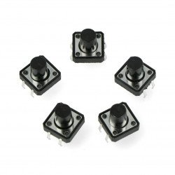 Taktický spínač 12x12, 11mm THT 4pin - černý - 5ks