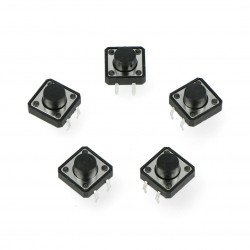 Taktický spínač 12x12, 7mm THT 4pin - černý