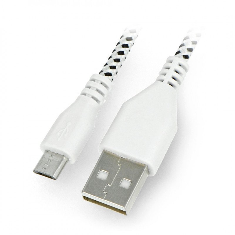 KK21L Micro USB kabel 1M Bílé opletení