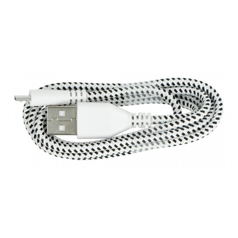 KK21L Micro USB kabel 1M Bílé opletení
