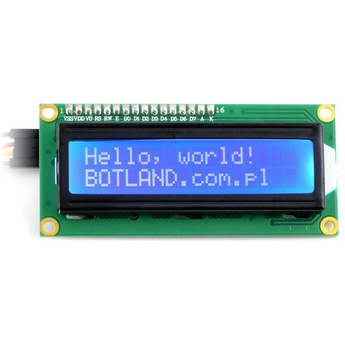 LCD displej 2x16 znaků modrý + převodník I2C LCM1602