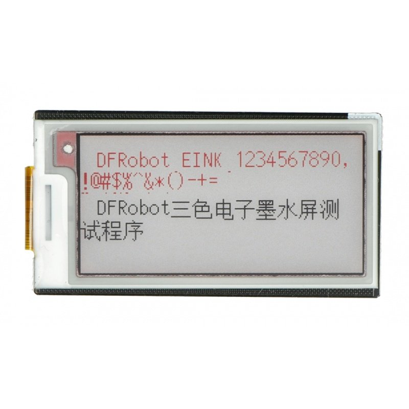 E-papír DFRobot 2,13 '' 212x104px - překrytí s tříbarevným