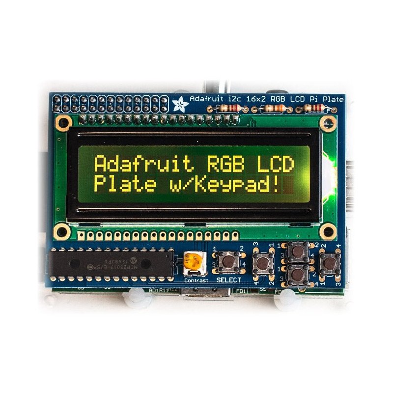 Sada RGB negativní 2x16 LCD + klávesnice pro Raspberry Pi -