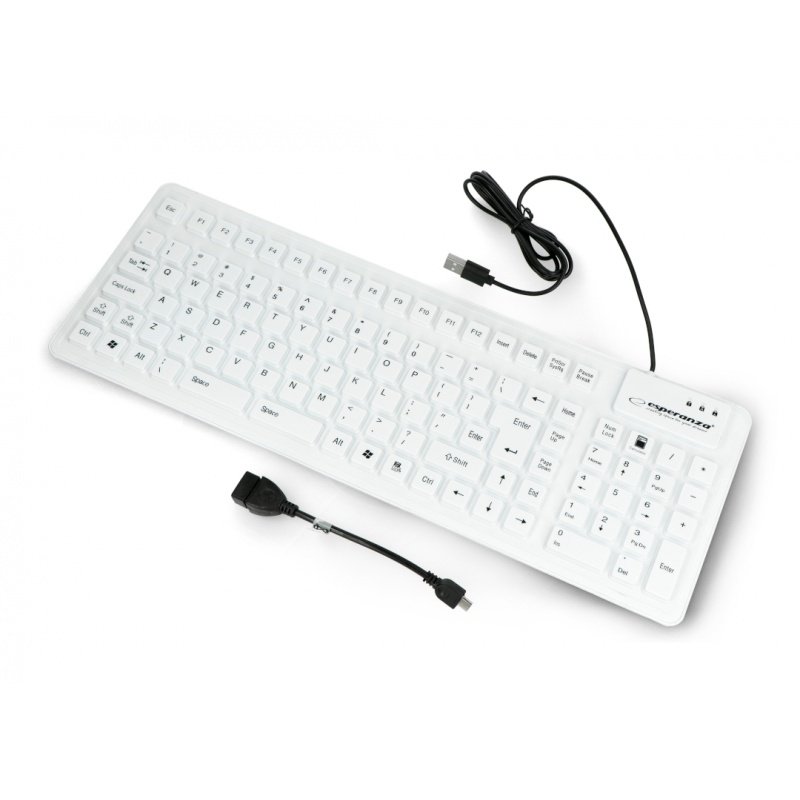 Silikonová klávesnice Esperanza EK126W USB / OTG - bílá