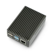 Pouzdro pro Raspberry Pi 4B - s výřezy - hliník - grafit