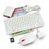Sada pro stolní počítače Raspberry Pi 4B 4 GB RAM s krytem, klávesnicí a myší v červené a bílé barvě - zdjęcie 1