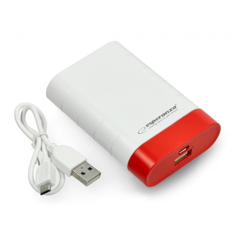 PowerBank Esperanza EMP110WR Graviton mobilní baterie 4800mAh - bílo-červená
