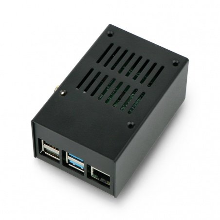 Pouzdro pro HiFiBerry Digi + a Raspberry Pi 4B - kovové - černé Pouzdro pro HiFiBerry Digi + a Raspberry Pi 4B - kovové - černé