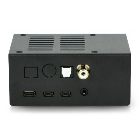 Pouzdro pro HiFiBerry Digi + a Raspberry Pi 4B - kovové - černé Pouzdro pro HiFiBerry Digi + a Raspberry Pi 4B - kovové - černé
