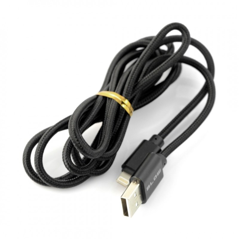 USB A - Lightning kabel pro iPhone / iPad / iPod - opletený Blow - černý 1,5 m