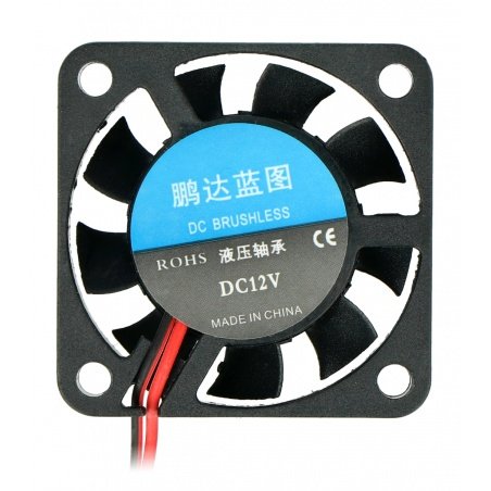 Ventilátor 12V 40x40x10mm 2 vodiče - JST 2pin 2,54mm konektor Ventilátor 12V 40x40x10mm 2 vodiče - JST 2pin 2,54mm konektor