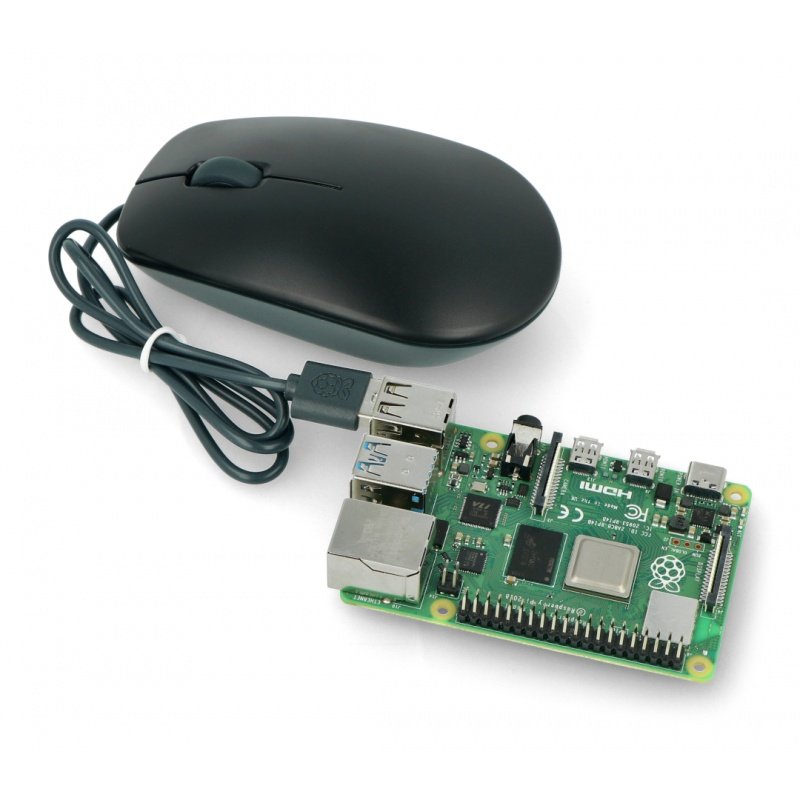 Optická kabelová myš Raspberry Pi 4B / 3B + / 3B / 2B oficiální - černá a šedá_