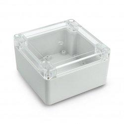 Plastové pouzdro Kradex ZP105.105.60JpH TM ABS-PC hermetické s těsněním a objímkami 105x105x60mm světle šedo-průhledné