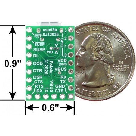 Převodník USB-UART CP2102N - s konektorem microUSB - Pololu 1317 Převodník USB-UART CP2102N - s konektorem microUSB - Pololu 1317