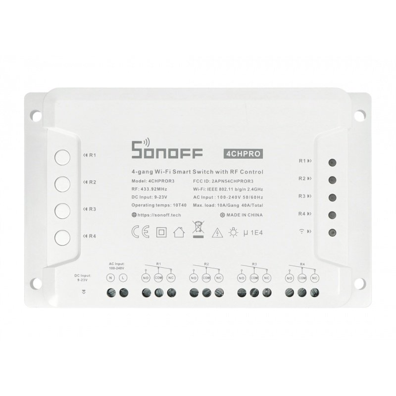 Sonoff 4CH PRO R3 WiFi + RF 433MHz - 4kanálový přepínač