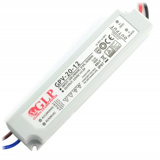 Napájecí zdroj pro vodotěsné LED pásky a pásky GPV-20-12 - 12V