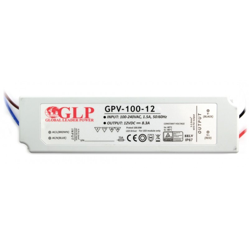 Napájecí zdroj pro vodotěsné LED pásky a pásky GPV-100-12 - 12V