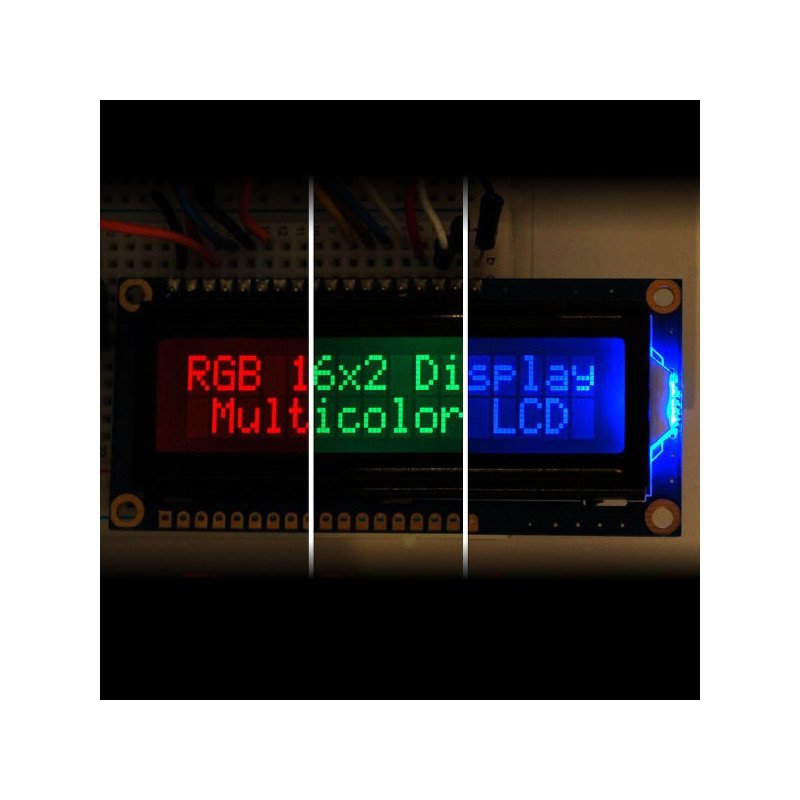 LCD displej 2x16 znaků RGB negativní + konektory - Adafruit 399