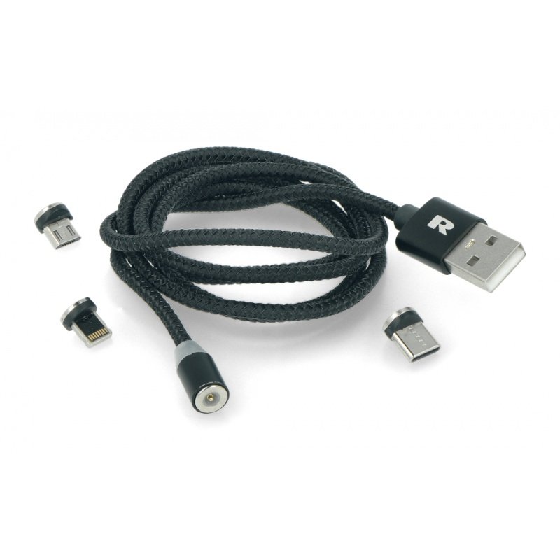 Rebel 3v1 USB typ A magnetický kabel - microUSB, USB typ C