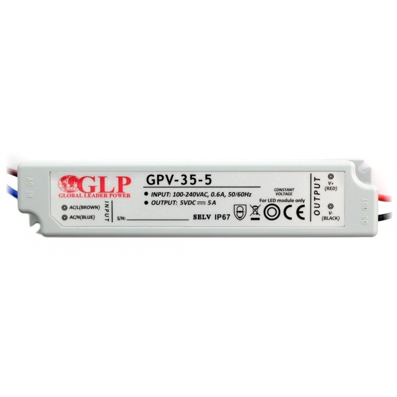 Napájecí zdroj pro vodotěsné LED pásky a pásky LPV-35-5 - 5V /