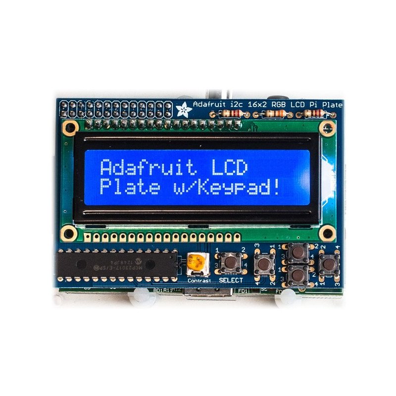 Modrá záporná sada 2x16 LCD + klávesnice pro Raspberry Pi -