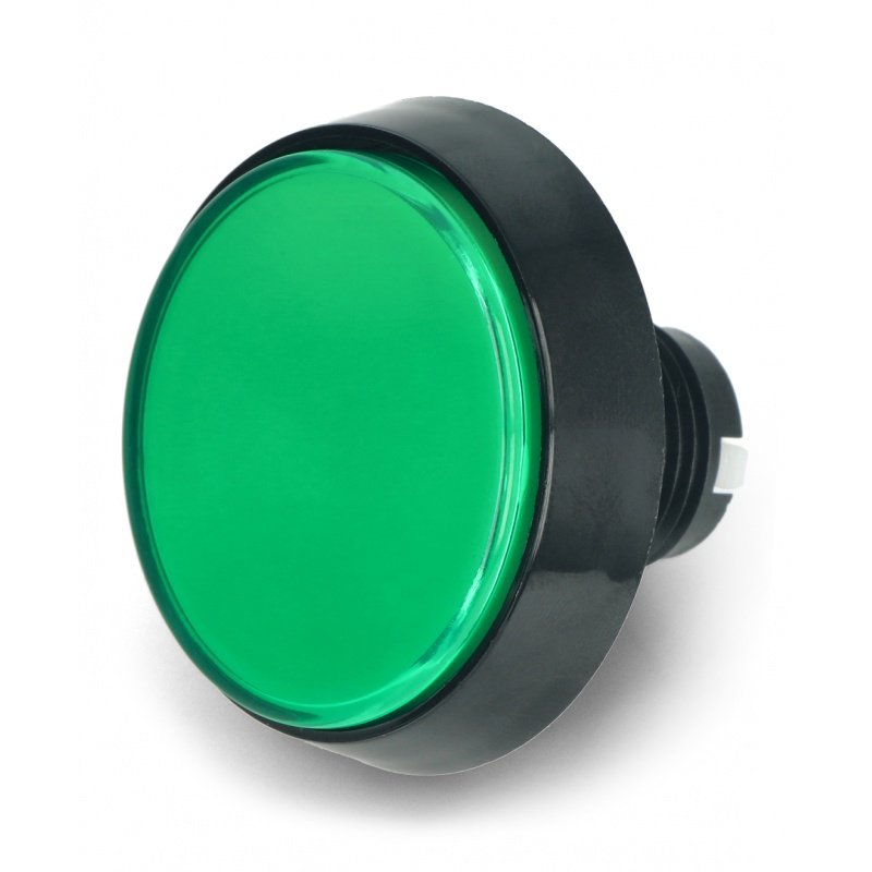 Tlačítko Arkády 60 mm černé pouzdro - zelené s podsvícením