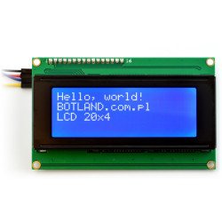 LCD displej 4x20 znaků modrý + převodník I2C LCM1602