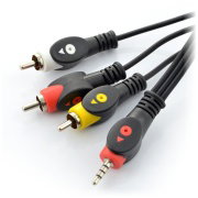 Jack 3,5 mm 4-pólový kabel - 3x RCA - 3 m