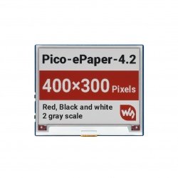 E-Paper E-Ink 4,2 '' modul B 400 × 300px SPI-displej s překrytím pro RPi Pico-černo-bílo-červená-Waveshare 20345