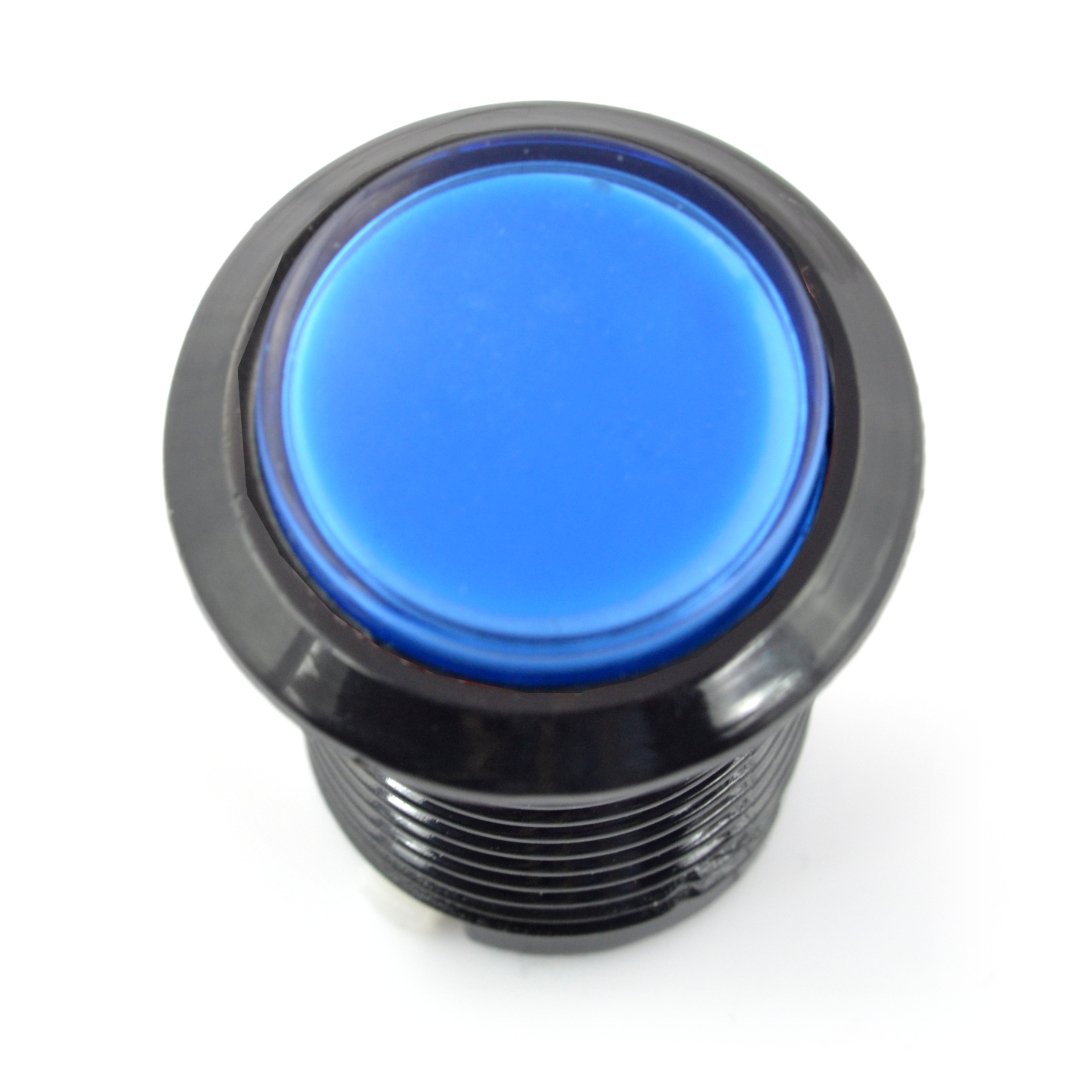 Tlačítko Arkády 3,3 cm černé pouzdro - modré s podsvícením