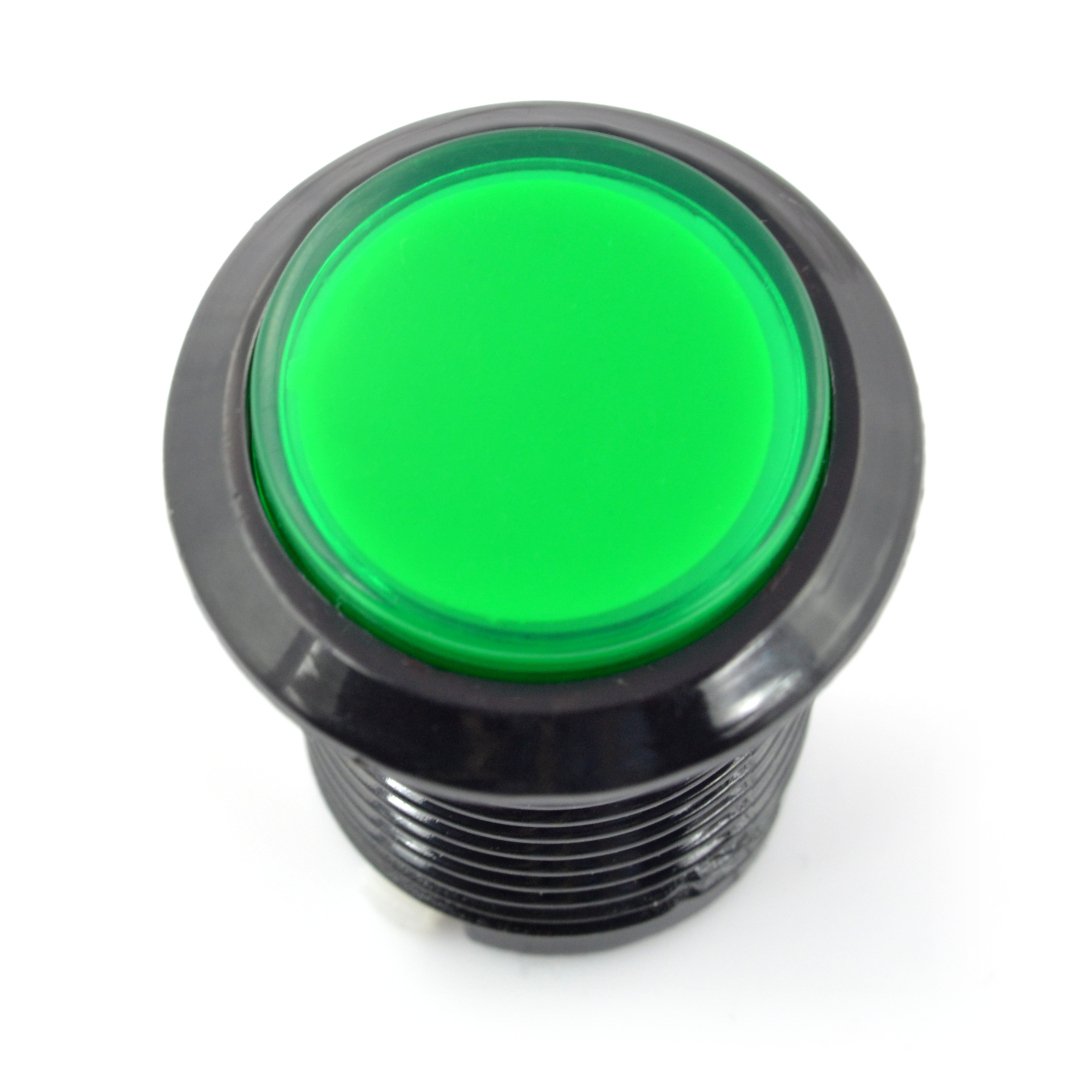 Tlačítko Arkády 3,3 cm černé pouzdro - zelené s podsvícením