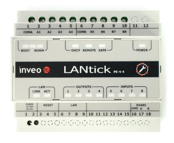 Inveo LanTick Pro PE-4-4 - reléový modul IoT ovládaný přes internet
